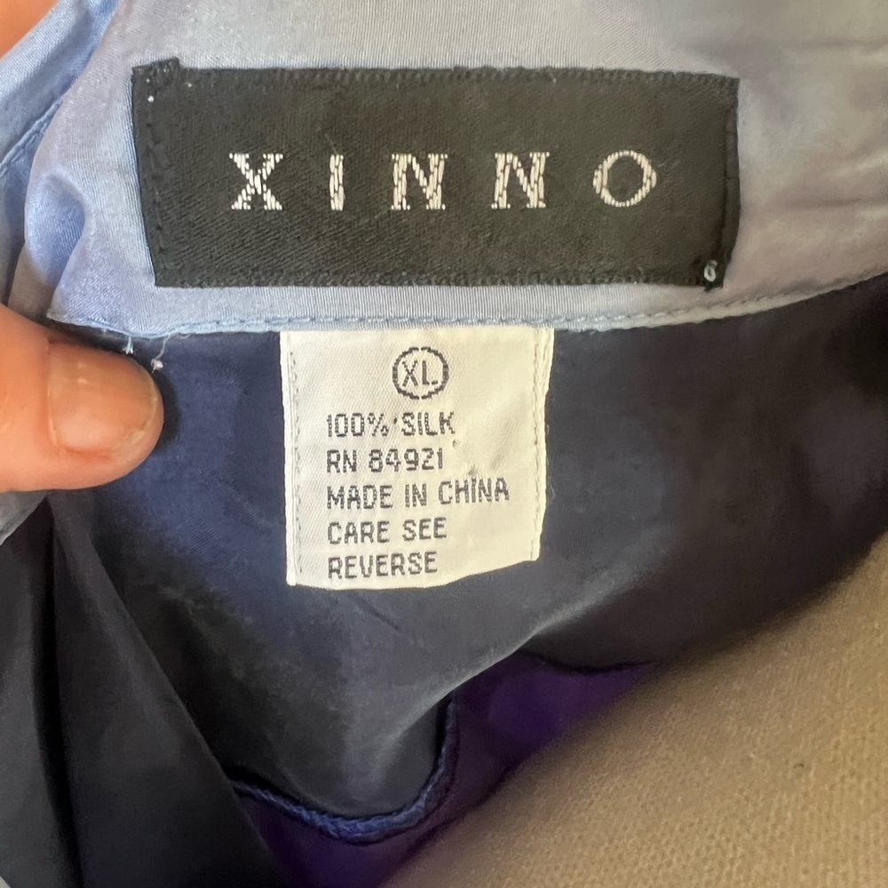 XINNO men’s color, Block 100% silk longsleeve dress shirt excellent condition - Picture 11 of 14